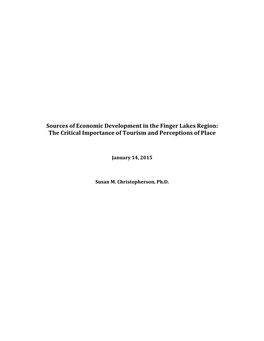 Sources of Economic Development in the Finger Lakes Region: the Critical Importance of Tourism and Perceptions of Place