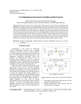 A New Digital Signature Scheme Based on Mandelbrot and Julia Fractal Sets
