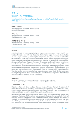 112 TRIUMPH of PEDESTRIAN: Empirical Study on the Morphology of Shops in Beijing's Central City Area