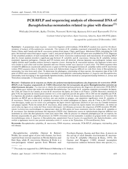 PCR-RFLP and Sequencing Analysis of Ribosomal DNA of Bursaphelenchus Nematodes Related to Pine Wilt Disease(L)