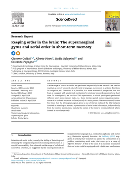 Keeping Order in the Brain: the Supramarginal Gyrus and Serial Order in Short-Term Memory