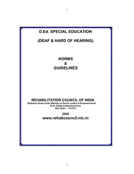 D.Ed. SPECIAL EDUCATION (DEAF