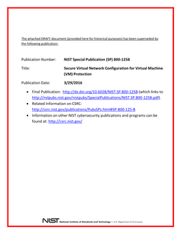 Draft NIST SP 800-125B, Secure Virtual Network Configuration for Virtual Machine
