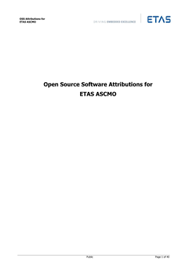 Open Source Software Attributions for ETAS ASCMO