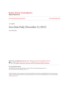 Iowa State Daily (November 12, 2013) Iowa State Daily