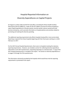 Hospital‐Reported Information on Diversity Expenditures on Capital Projects