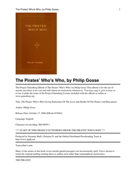 The Pirates' Who's Who, by Philip Gosse 1