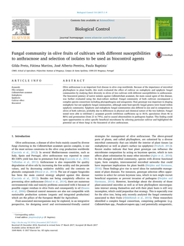 Fungal Community in Olive Fruits of Cultivars with Different