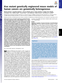 Kras Mutant Genetically Engineered Mouse Models of Human Cancers