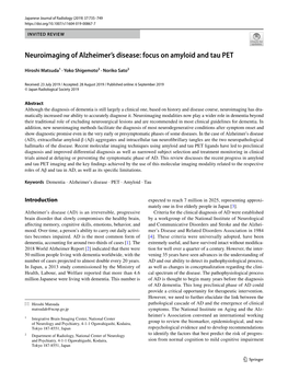 Neuroimaging of Alzheimer's Disease: Focus on Amyloid and Tau