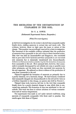 The Mechanism of the Decomposition of Cyanamide in the Soil