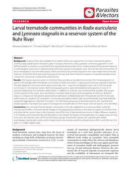 Larval Trematode Communities in Radix Auricularia and Lymnaea Stagnalis in a Reservoir System of the Ruhr River Para- Sites & Vectors 2010, 3:56