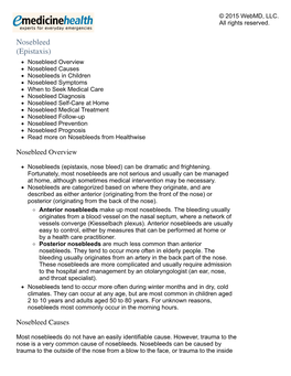 Nosebleed (Epistaxis): Learn About Causes and Treatment