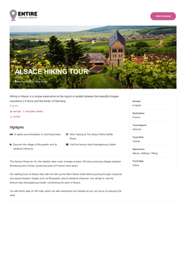 ALSACE HIKING TOUR (11675) Hike the Alsatian Wine Route