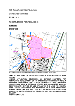 MID SUSSEX DISTRICT COUNCIL District Wide Committee 25 JUL