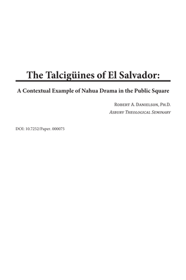 The Talcigüines of El Salvador