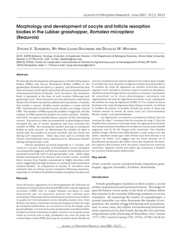 Morphology and Development of Oocyte and Follicle Resorption Bodies in the Lubber Grasshopper, Romalea Microptera (Beauvois)