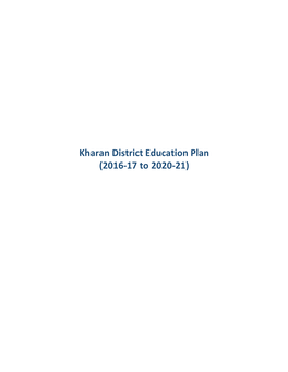 Kharan District Education Plan (2016-17 to 2020-21)