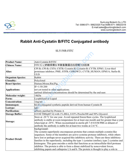 Rabbit Anti-Cystatin B/FITC Conjugated Antibody-SL5158R-FITC