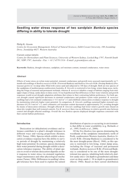 Seedling Water Stress Response of Two Sandplain Banksia Speciesdiffering