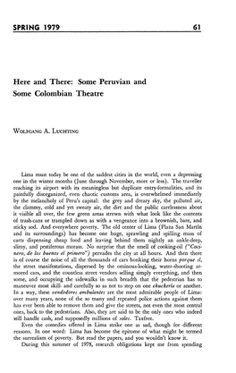 SPRING 1979 61 Here and There: Some Peruvian and Some Colombian Theatre