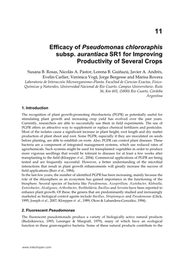 Efficacy of Pseudomonas Chlororaphis Subsp. Aurantiaca SR1 for Improving Productivity of Several Crops