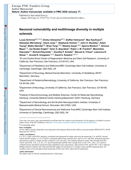 Neuronal Vulnerability and Multilineage Diversity in Multiple Sclerosis
