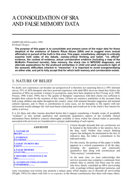 A Consolidation of Sra and False Memory Data