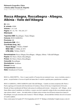 Rocca Albegna, Roccalbegna - Albegna, Albinia - Valle Dell'albegna