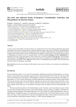 The Bark and Ambrosia Beetles (Coleoptera: Curculionidae: Scolytinae and Platypodinae) of American Samoa