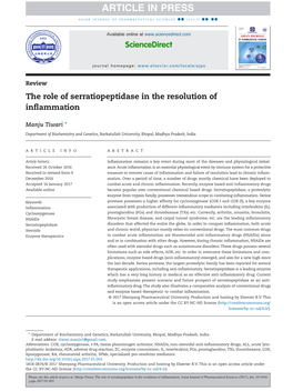 The Role of Serratiopeptidase in the Resolution of Inflammation
