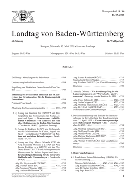Landtag Von Baden-Württemberg 66