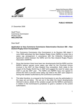 Commerce Commission Application Public Version