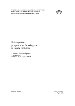 United Nations High Commissioner for Refugees Evaluation and Policy Analysis Unit and Regional Bureau for Asia and the Pacific