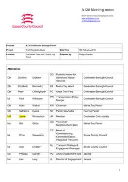 A120 Meeting Notes