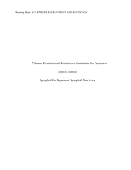 Volunteer Recruitment and Retention in a Combination Fire Department