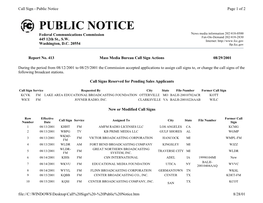 Public Notice Page 1 of 2 PUBLIC NOTICE Federal Communications Commission News Media Information 202/418-0500 Fax-On-Demand 202/418-2830 445 12Th St., S.W