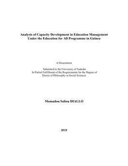 Analysis of Capacity Development in Education Management Under the Education for All Programme in Guinea