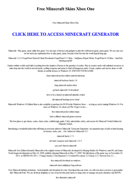Free Minecraft Skins Xbox One