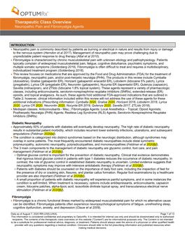 Therapeutic Class Overview Neuropathic Pain and Fibromyalgia Agents