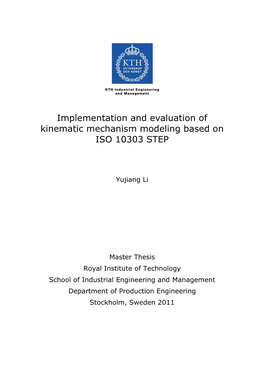 Implementation and Evaluation of Kinematic Mechanism Modeling Based on ISO 10303 STEP