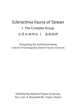 Scleractinia Fauna of Taiwan I