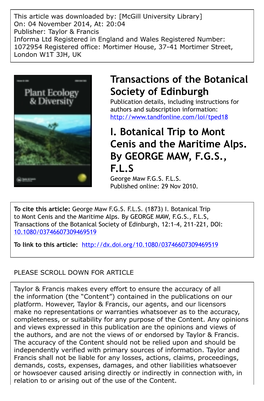 Transactions of the Botanical Society of Edinburgh I. Botanical