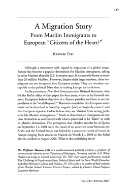 Migration Story: from Muslim Immigrants to European Citizens of The