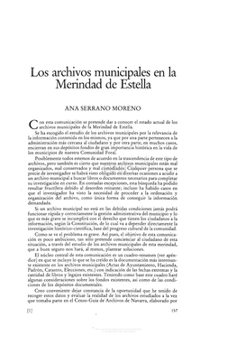 Los Archivos Municipales En La Merindad De Estella