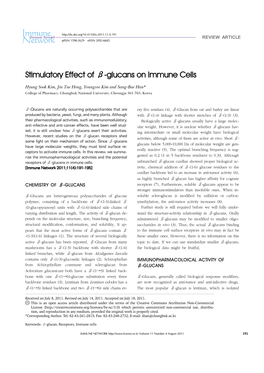 Stimulatory Effect of Β-Glucans on Immune Cells