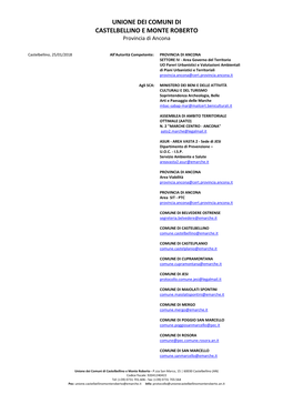 UNIONE DEI COMUNI DI CASTELBELLINO E MONTE ROBERTO Provincia Di Ancona