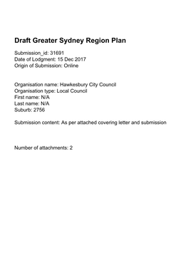 Draft Greater Sydney Region Plan