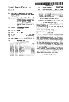United States Patent 19 11 Patent Number: 5,360,712 Olm Et Al