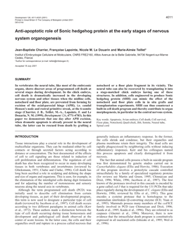 Sonic Hedgehog a Neural Tube Anti-Apoptotic Factor 4013 Other Side of the Neural Plate, Remaining in Contact with Midline Cells, RESULTS Was Used As a Control